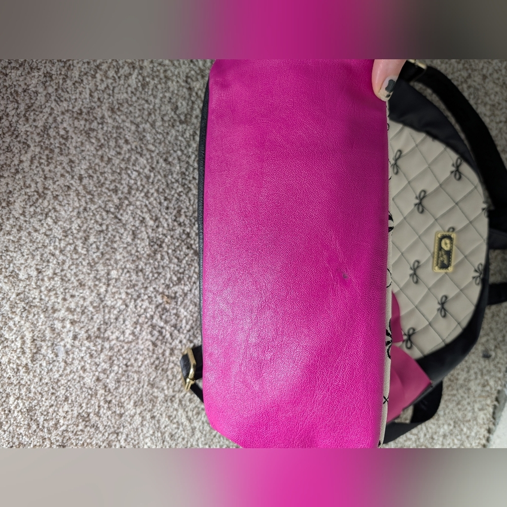 Luv Betsey Johnson Bow Backpack Pink Quilted Coquette Vegan Leather - Picture 10 of 16
